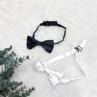 [I043] Nơ cổ trắng đen dây cài bé trai