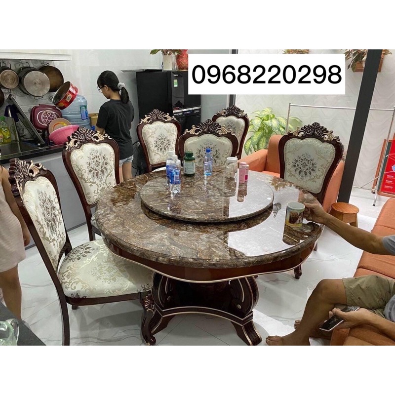 bàn ăn đá nhập khẩu tân cổ điển