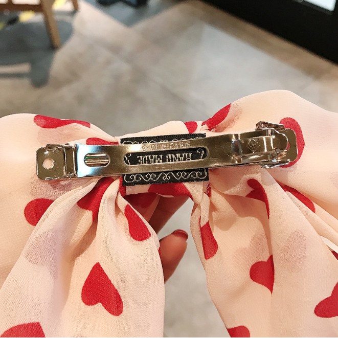 Kẹp tóc nơ sau, kẹp tóc Hàn Quốc họa tiết trái tim dễ thương nhiều màu - VHT SHOP
