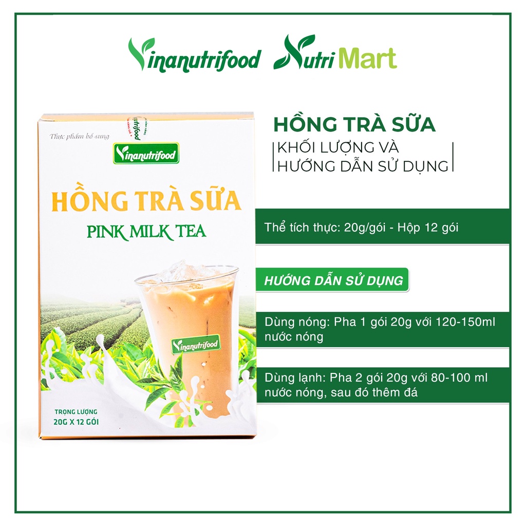 Hồng trà sữa Vinanutrifood, Hộp 20g x 12 gói