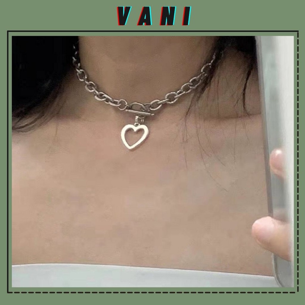 Choker Hình Trái Tim Phối Xích To Phong Cách Rock Chic - Vani Store