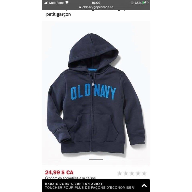 Áo khoác nỉ Old Navy bé trai bé gái