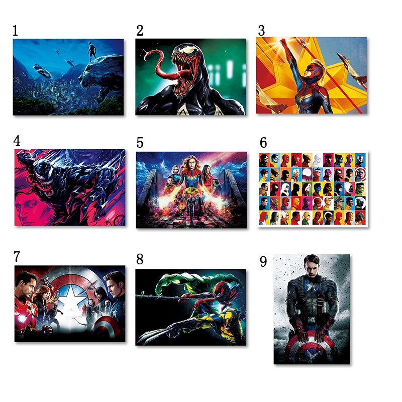 1 Miếng Dán Tường Trang Trí Hình Nhân Vật Siêu Anh Hùng Venom / Người Khổng Lồ Xanh / Báo Đen / Hulk / Captain Marvel