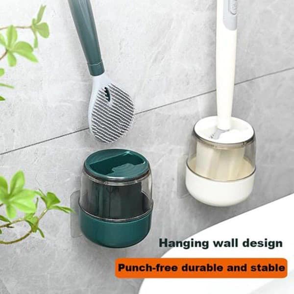 CHỔI CỌ TOILET SILICON CÓ HỘP ĐỰNG DÁN TƯỜNG, CÓ BÌNH XỊT NƯỚC RỬA TIỆN DỤNG