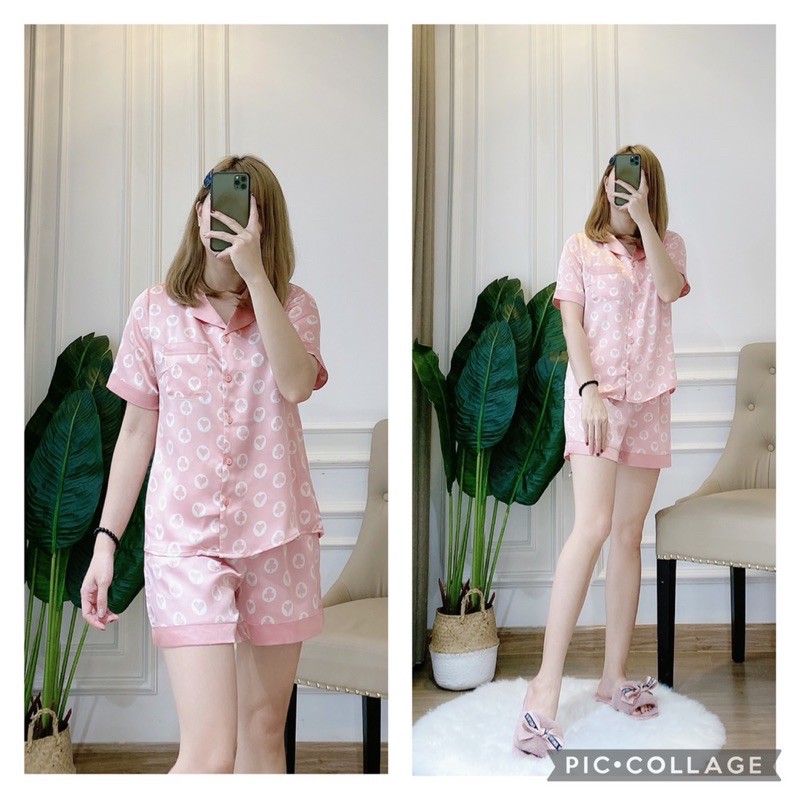 Bộ pijama quần đùi áo cộc tay in hoạ tiết lụa cao cấp Vic | BigBuy360 - bigbuy360.vn