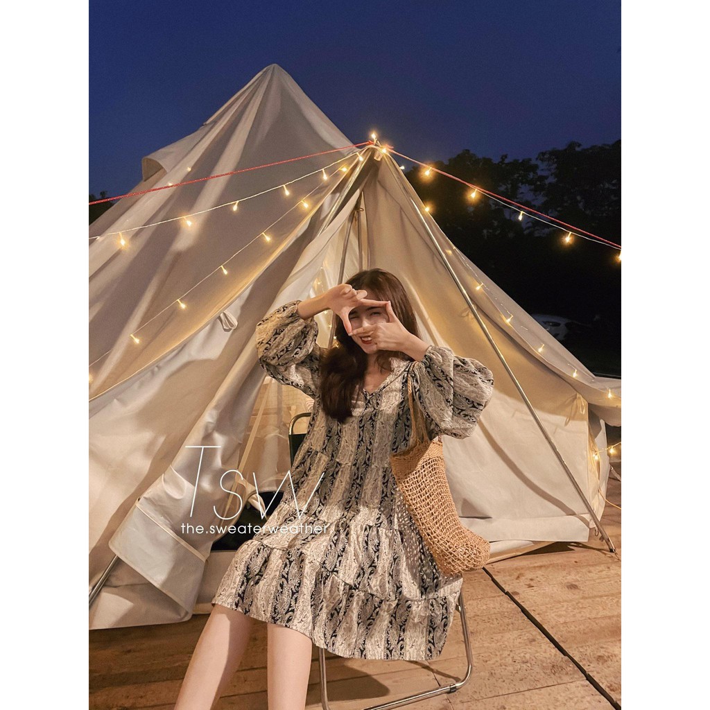 Váy babydoll thổ cẩm bohemian (Ảnh thật) | BigBuy360 - bigbuy360.vn