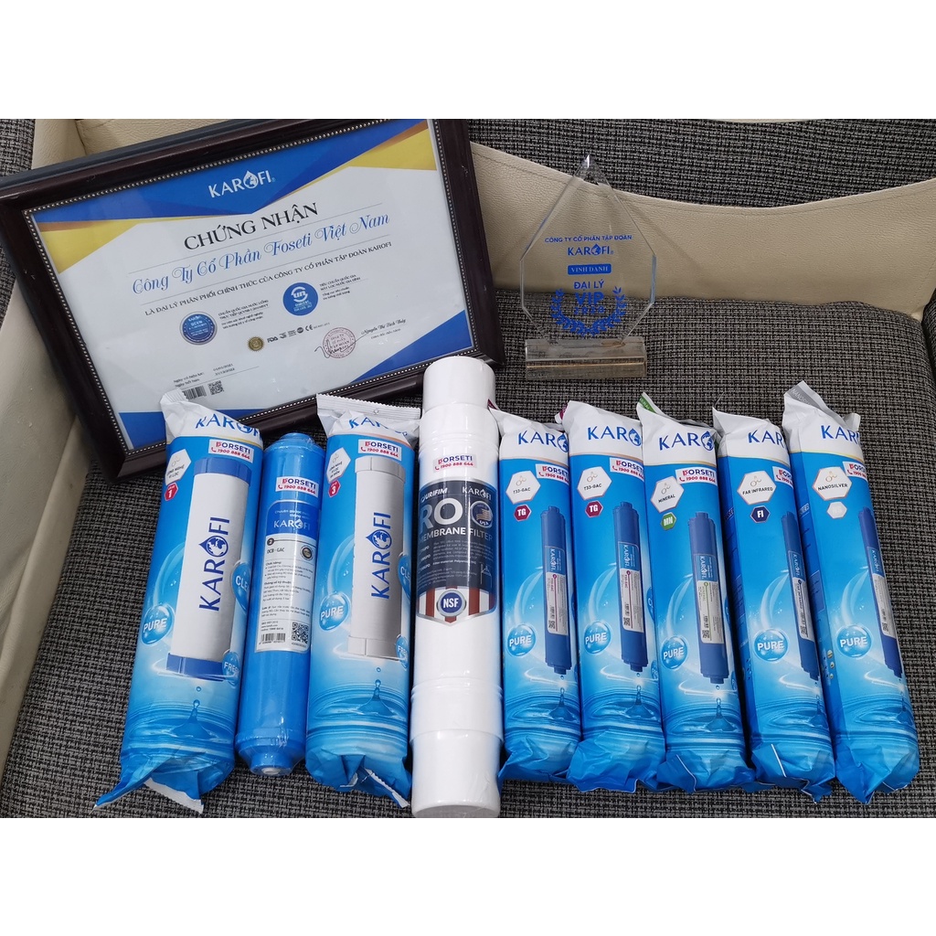 Combo 9 lõi lọc nước Karofi chính hãng dùng cho máy lọc nước Karofi B930 Tặng tay tháo cốc lọc