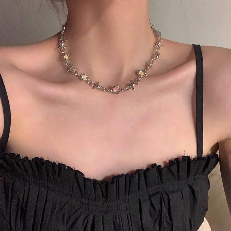 Vòng cổ Đính Đá Mặt Trăng Phong Cách punk Thời Trang