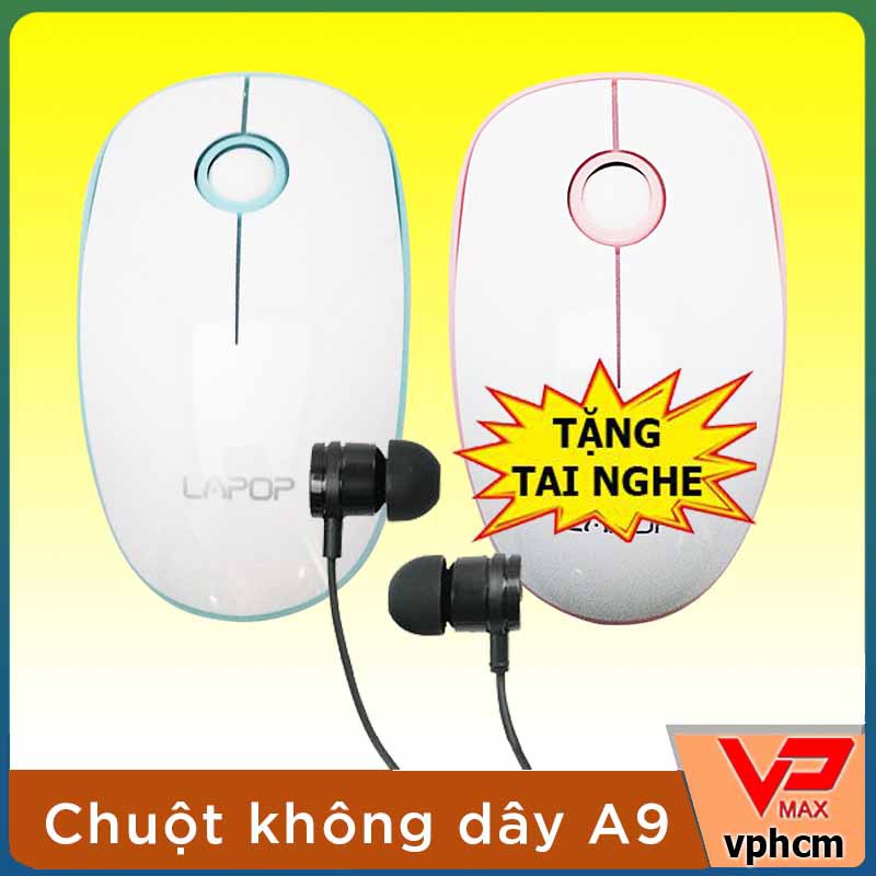 Chuột không dây cao cấp Lapop A9 siêu đẹp tặng kèm tai nghe