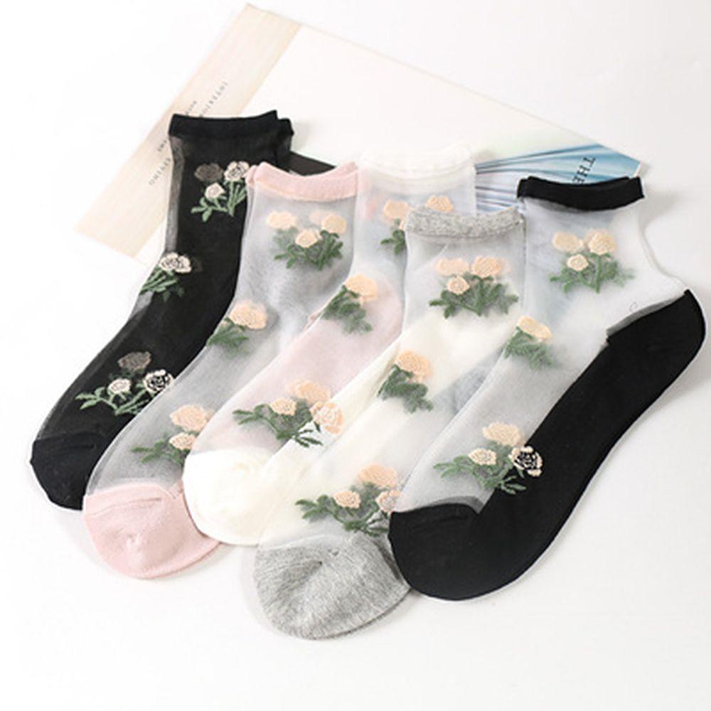 Vớ Lụa Jacquard In Hoa Hồng Thời Trang Cho Nữ|Tất Chân Thiết Kế Đơn Giản Hợp Thời Trang