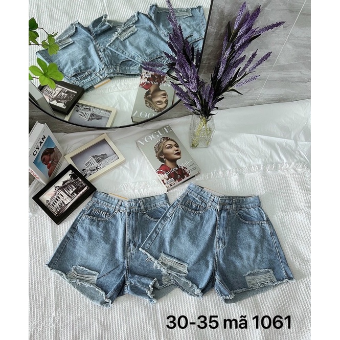 Quần Short Jean Nữ Lưng Cao Rách Kiểu Phong Cách Bigsize 56kg Đến 80kg Ms1061