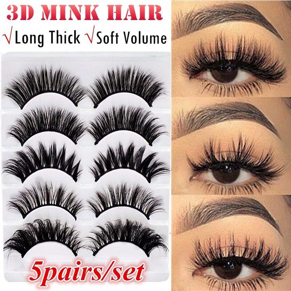 BORAG Set 5 Cặp Lông Mi Giả Nhiều Lớp Dày Dặn Có Thể Tái Sử Dụng SKONHED