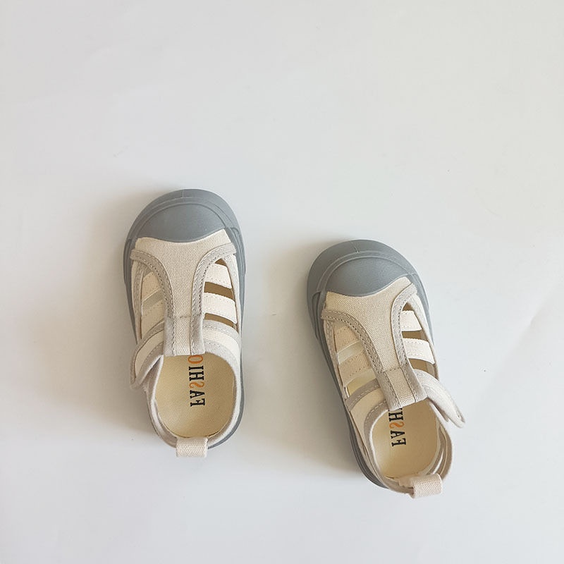 [Hàng Có Sẵn Bán Chạy] Giày Sandal Thể Thao Canvas Đế Mềm Phối Lưới Thoáng Khí Hở Ngón Mùa Hè Dễ Phối Đồ Cho Bé Trai