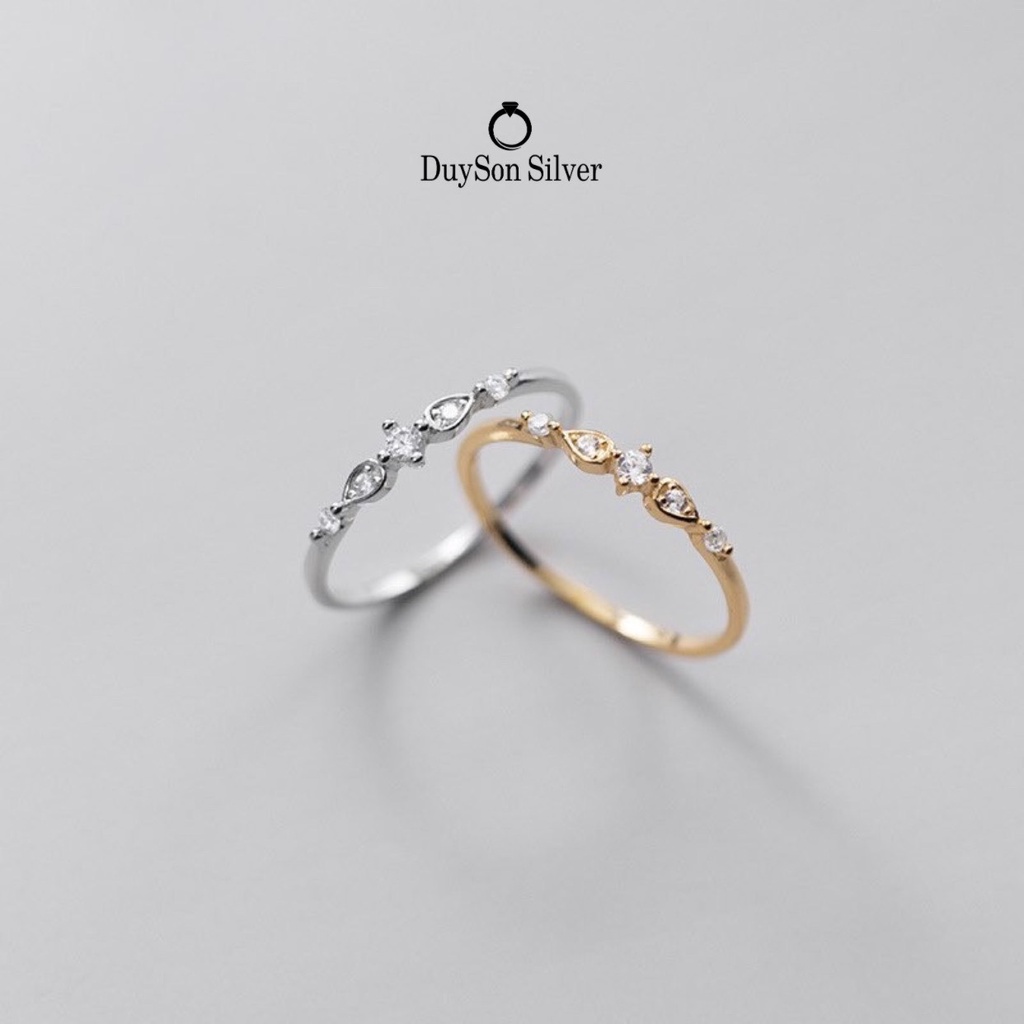 Nhẫn bạc nữ đính đá nhỏ xinh dễ thương, nhẫn nữ bạc 925 phong cách Hàn Quốc DUYSON SILVER