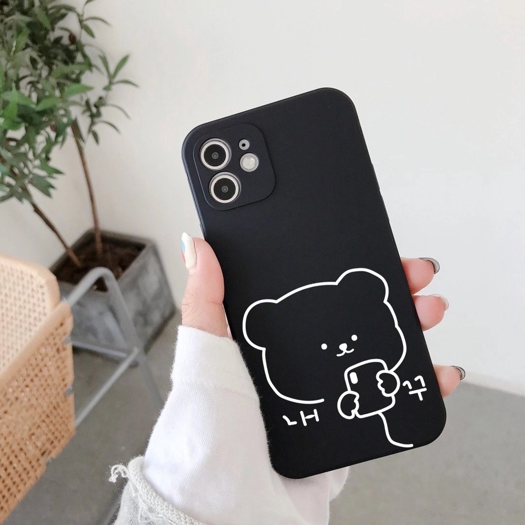 Ốp Lưng iphone Cạnh Vuông In Hình Gấu,Ốp Dẻo Cute 7,8plus,x,xs,xsmax,11,11promax,12,12promax,13,13promax