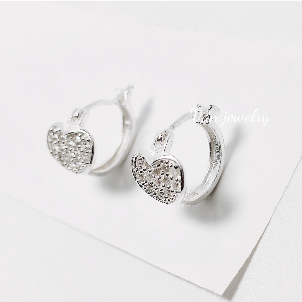 Khuyên tai bạc Van Jewelry V10567 khuyên cài trái tim đính đá bạc ta