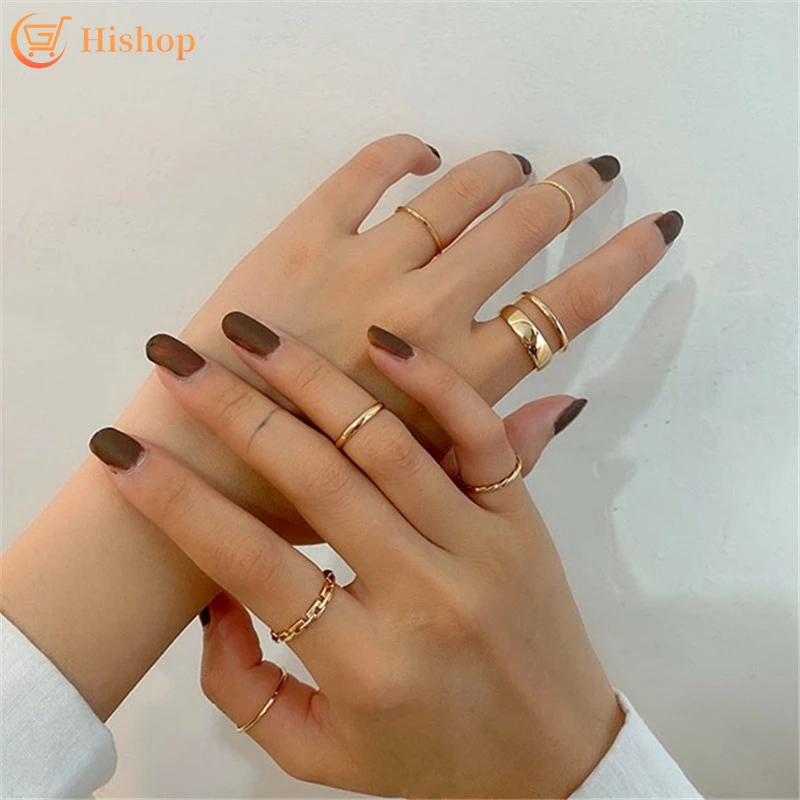Set 7 Nhẫn Kiểu Dáng Đơn Giản Phong Cách Vintage