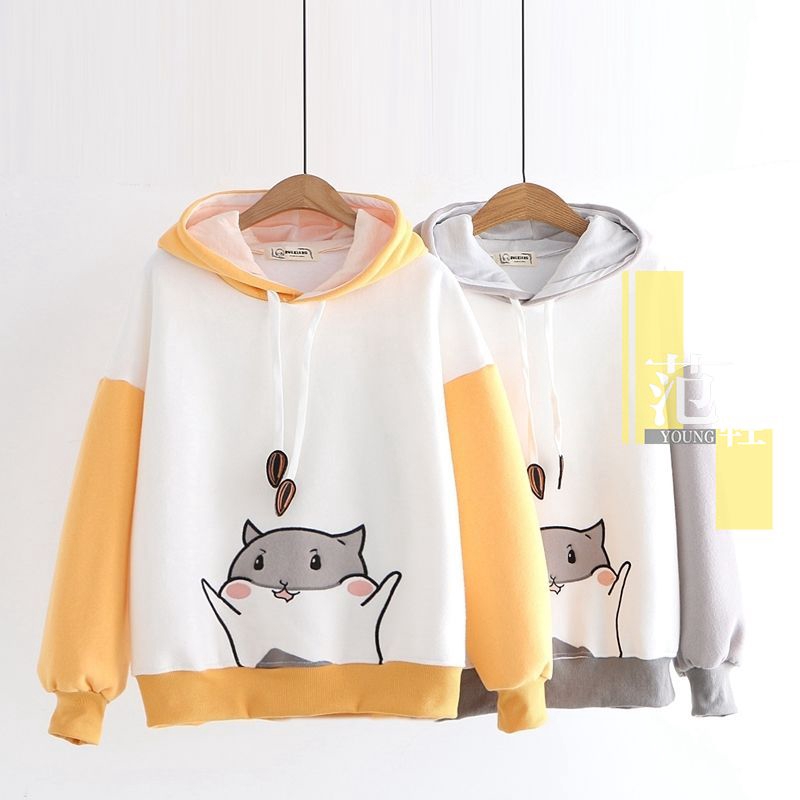 Set 2 Món Áo Hoodie In Hình Chuột Hamster Dễ Thương Thời Trang Mùa Xuân 2020 Cho Bé Gái