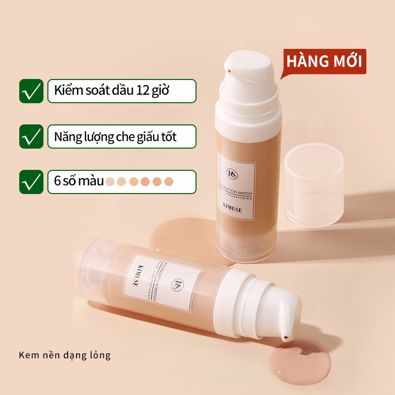 Kem nền KIMUSE dạng lỏng chống nước lâu trôi 20g