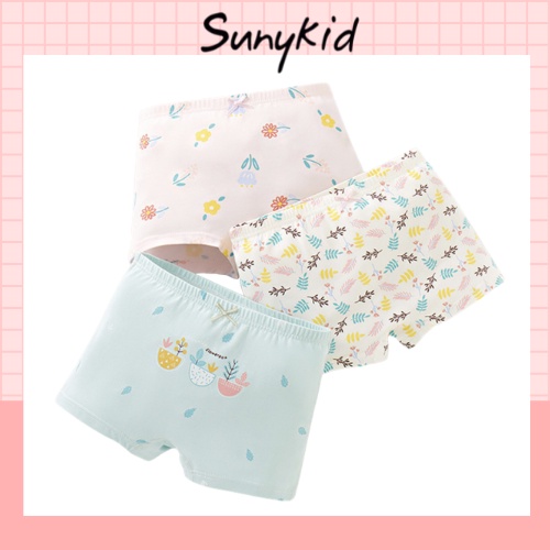 Quần lót bé gái combo 3 quần chíp đùi trẻ em cotton HC501 thoáng mát kháng khuẩn Sunykid cho bé từ 2-16 tuổi