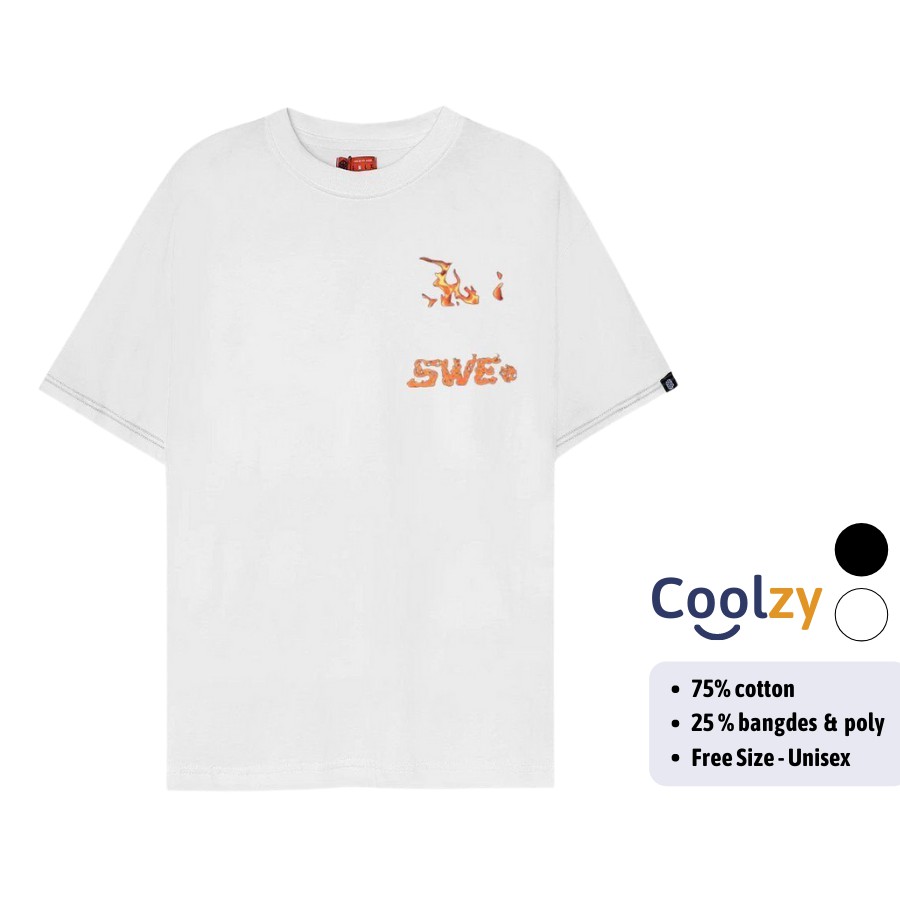 Áo thun tay lỡ SWE Flame Pocket Tee form rộng Unisex nam nữ phong cách Ulzzang Full Tem Tag | CoolZy