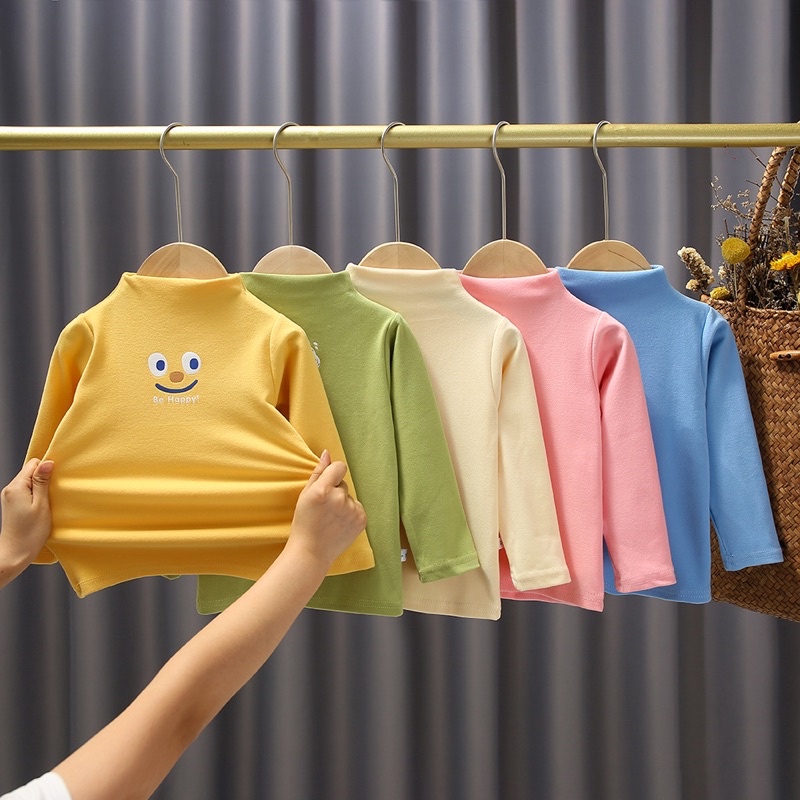Áo cao cổ giữ nhiệt cho bé trai bé gái hàng cotton dày dặn ấm áp