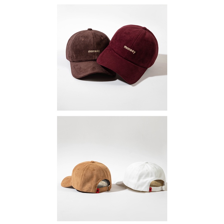 Mũ Lưỡi Trai Da Lộn Mềm Thêu Chữ Phong Cách Hàn Quốc