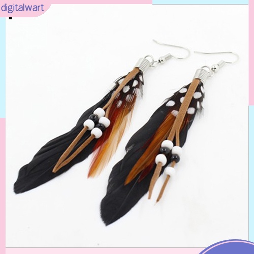 Đôi Khuyên Tai Dài Gắn Lông Vũ Thời Trang Cho Nữ