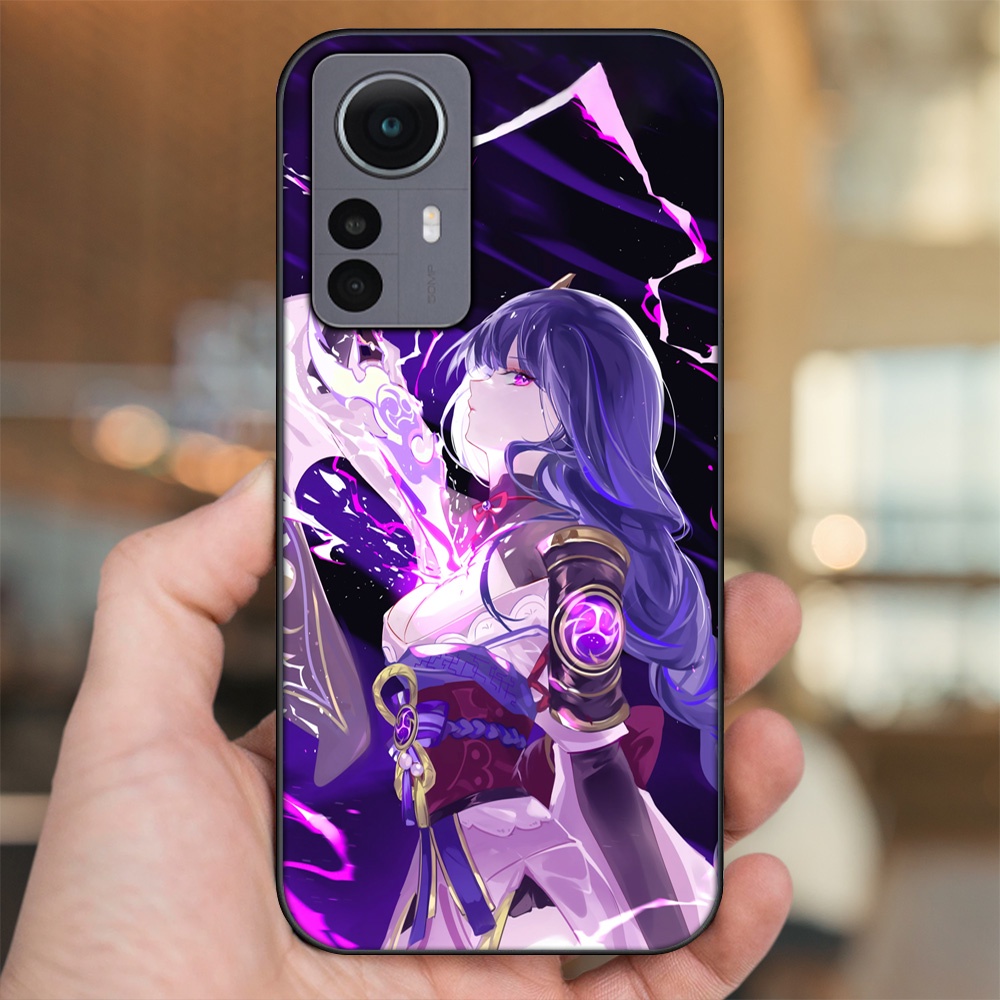 Ốp lưng Xiaomi 12 viền đen in hình Raiden Shogun Genshin Impact