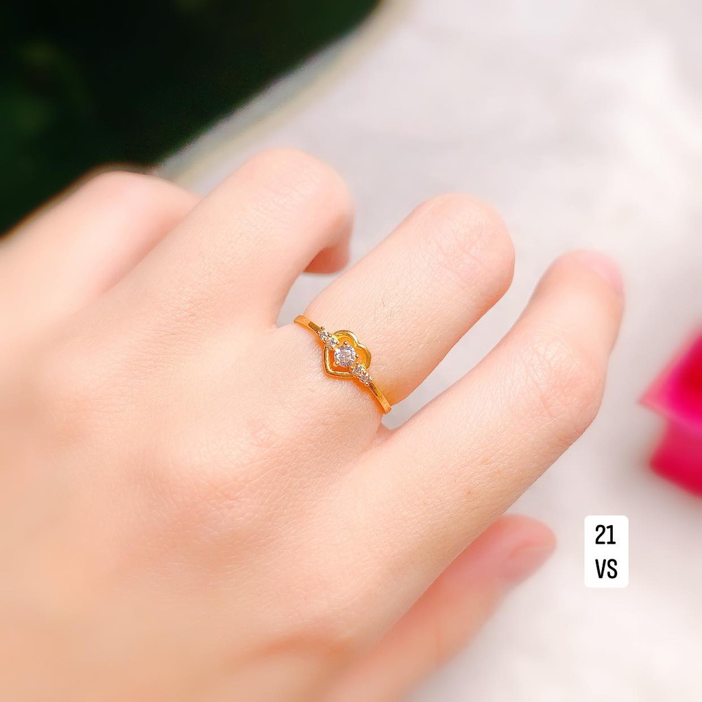 NHẪN TIM VÀNG ĐÍNH ĐÁ NHỎ DÁNG MỚI