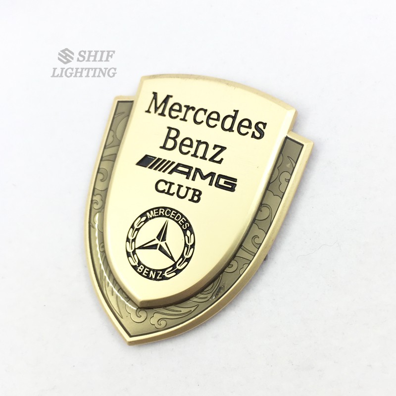 Miếng dán logo kim loại màu vàng trang trí xe Mercedes Benz / AMG