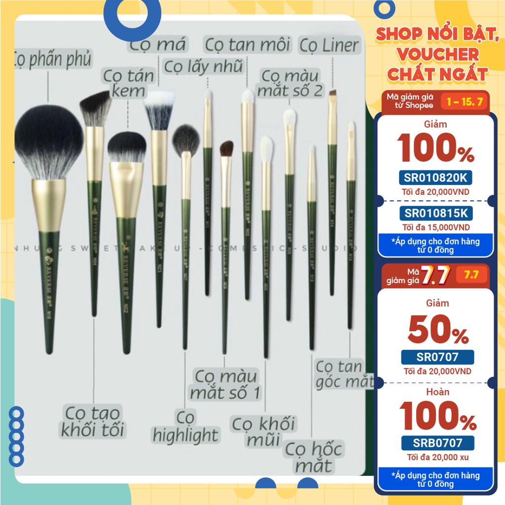 Bộ cọ REVERSE trang điểm mắt với 8 cây cọ Chuyên Dụng & Đa Tác Dụng