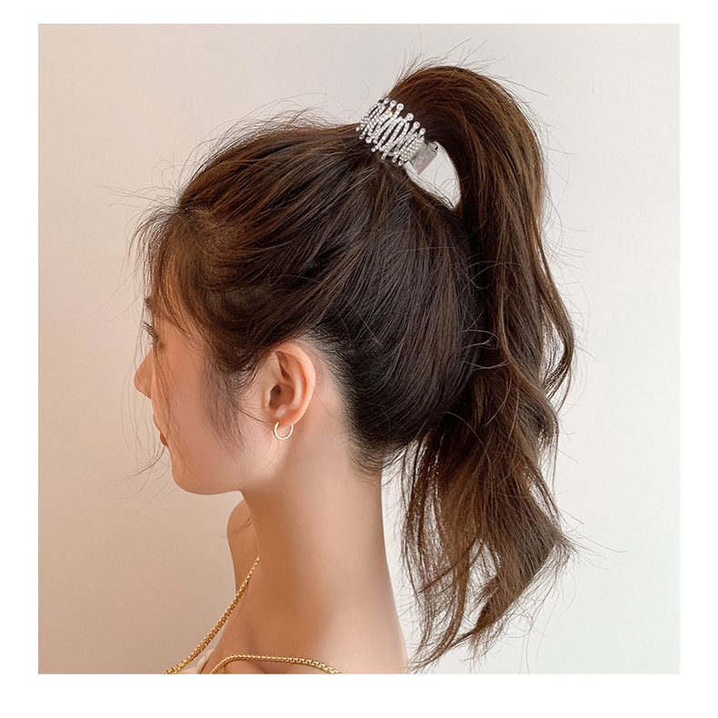 Dụng Cụ Kẹp Đuôi Ngựa Hình Tai Mèo Đính Đá Lấp Lánh Cho Nữ