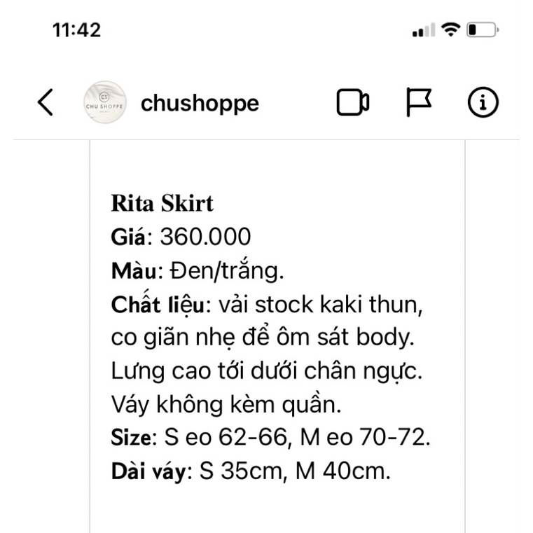 Thanh lý váy Rita Skirt Chushoppe size S