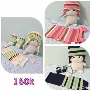 Set khăn, mũ, găng Mariquita xuất Pháp