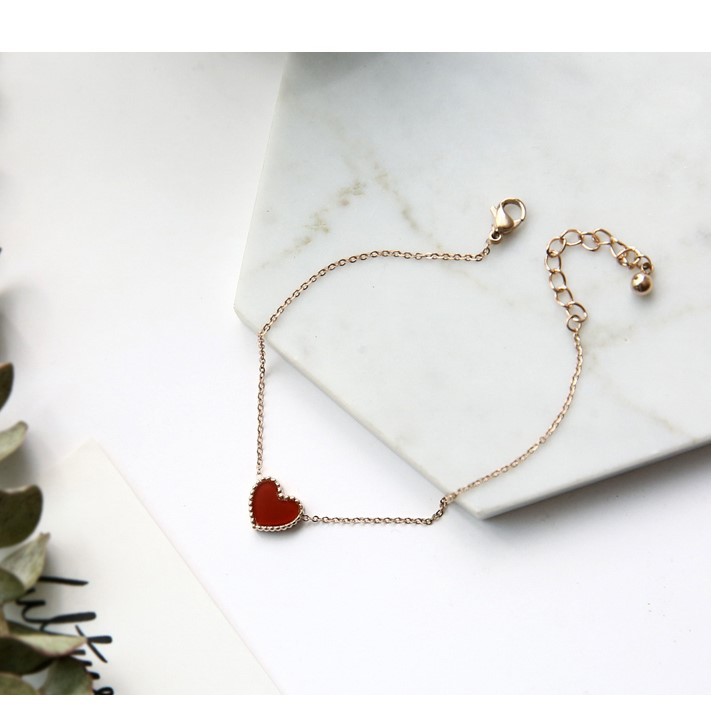 Lắc tay titan trái tim 2 màu đỏ - trắng cực xinh không gỉ