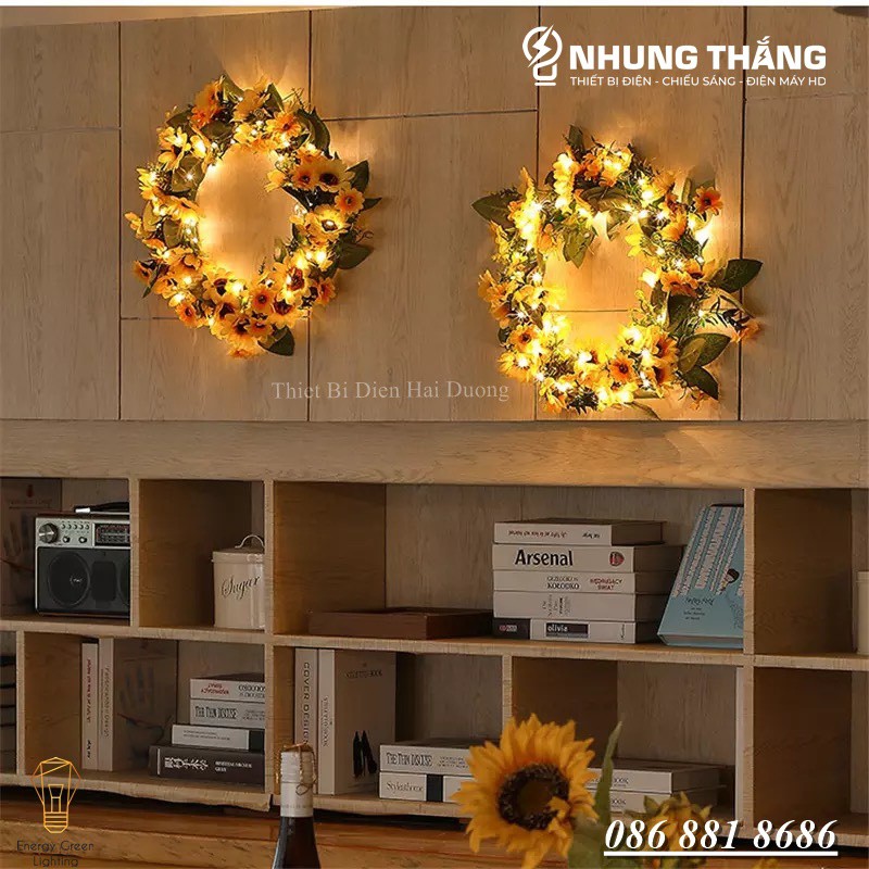 [ Nhiều Mẫu ] Vòng Hoa Treo Trang Trí Giáng Sinh Có Đèn -  Đường Kính 30cm,40cm - Chuyên Trang Trí Các Sự Kiện -Tặng PIN