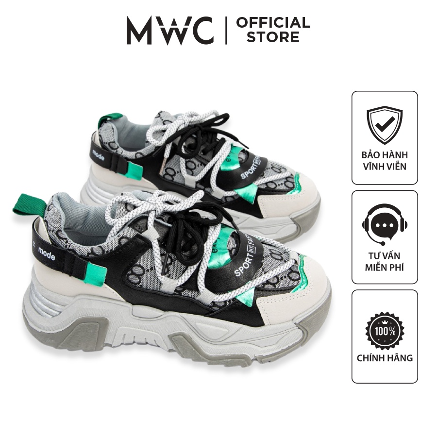 Giày MWC 0567 - Giày Thể Thao Nữ, Sneaker Nữ Đế Cao Phối Dạ Quang Nổi Bật Cực Cool