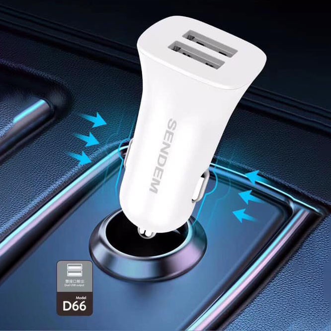 Tẩu sạc ô tô 3.4A Sendem Chính hãng 2 cổng USB tiện dụng, tẩu sạc điện thoại dùng trong xe hơi bảo hành 12 THÁNG