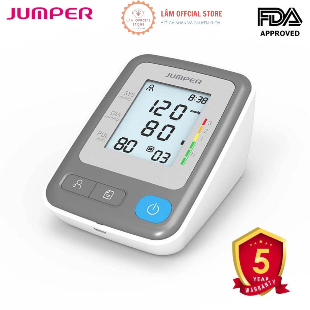 Máy đo huyết áp, máy đo huyết áp điện tử bắp tay JUMPER  JPD-HA300 đạt chuẩn chứng nhận FDA Hoa Kỳ bảo hành 60 tháng