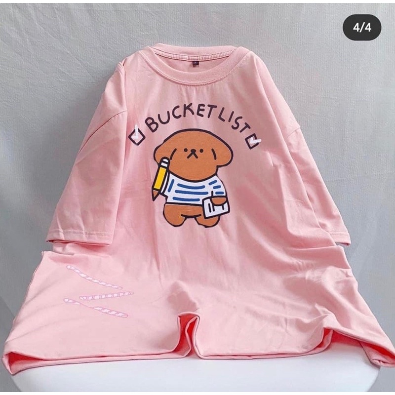 [ Rẻ vô địch ] Áo thun cotton tay lỡ unisex form rộng -Gấu bucket
