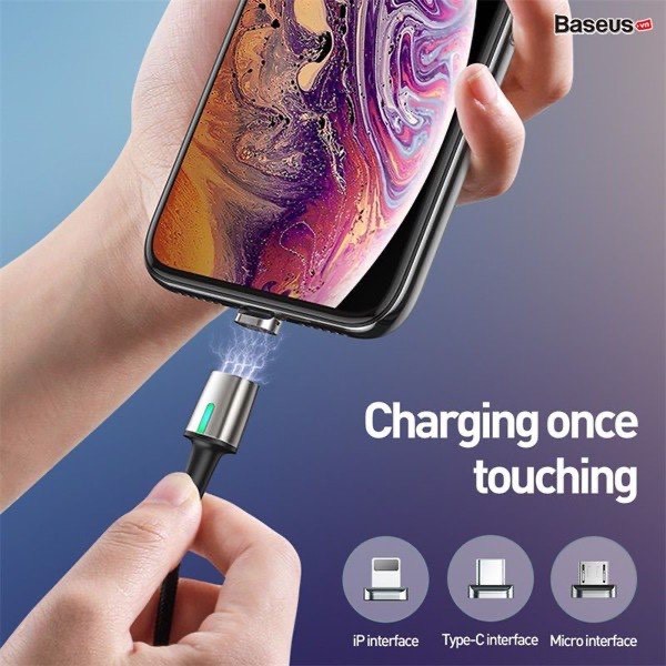 Bộ cáp từ 3 đầu Baseus Zinc Magnetic Cable Kit（Lightning/ Type C/ Micro Magnetic Connetor + USB Cable）