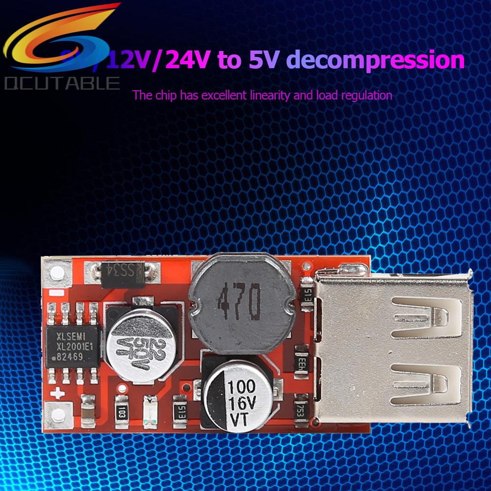 Mô Đun Hạ Áp DC-DC9V/12V/24V Xuống 5V Đầu Ra USB 3A Cho Xe Hơi