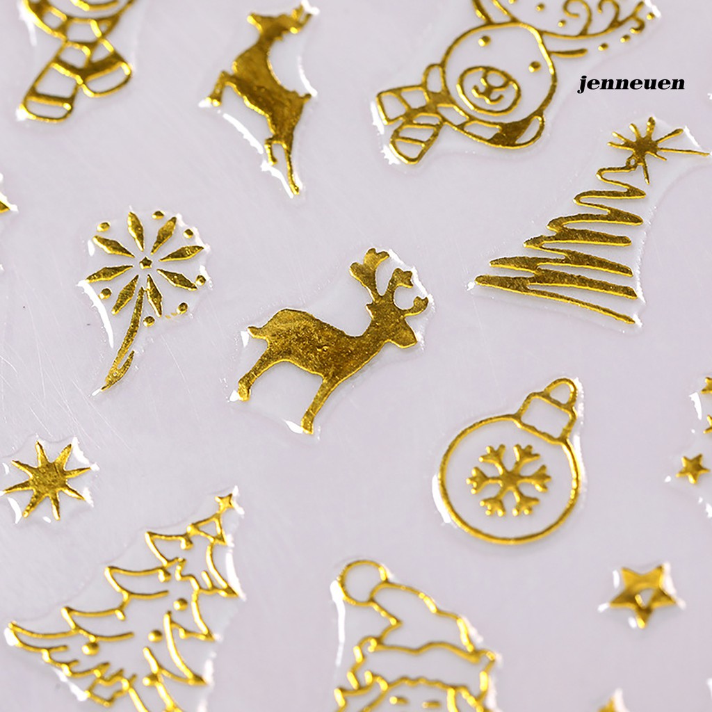 [Hàng mới về] Miếng Dán Họa Tiết Giáng Sinh Mạ Vàng Trang Trí Móng Tay