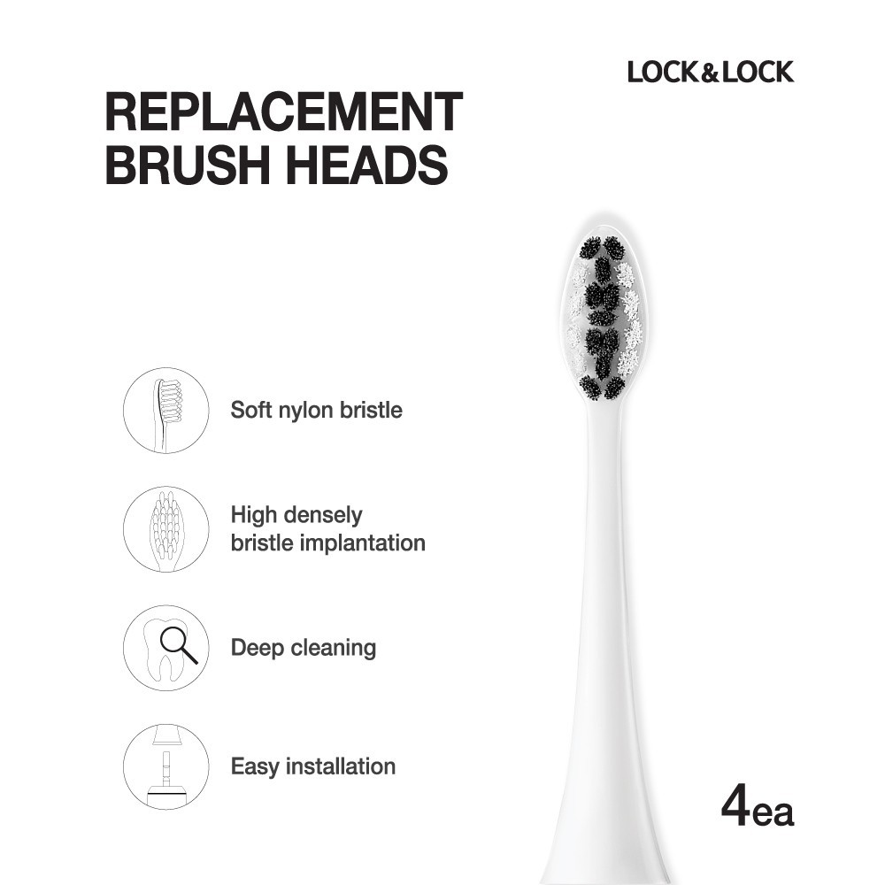 Đầu Bàn Chải Điện LocknLock Electric Toothbrush Heads ENR546 (4 cái) - Hàng Chính Hãng