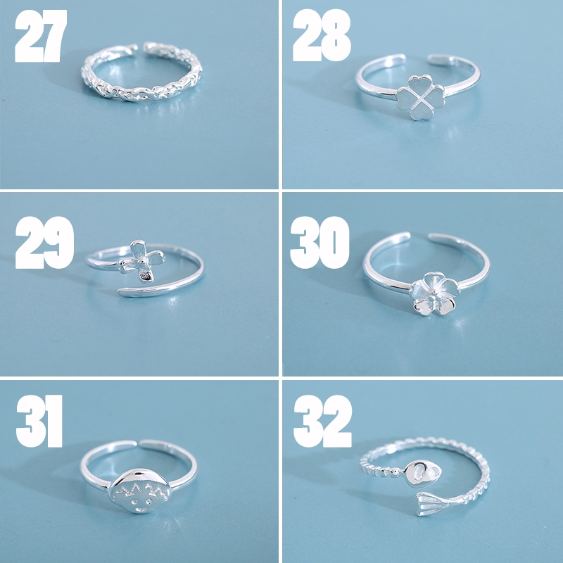 Nhẫn mạ bạc thiết kế hở mặt hình hoa phong cách Hàn Quốc có thể điều chỉnh cho nữ | BigBuy360 - bigbuy360.vn
