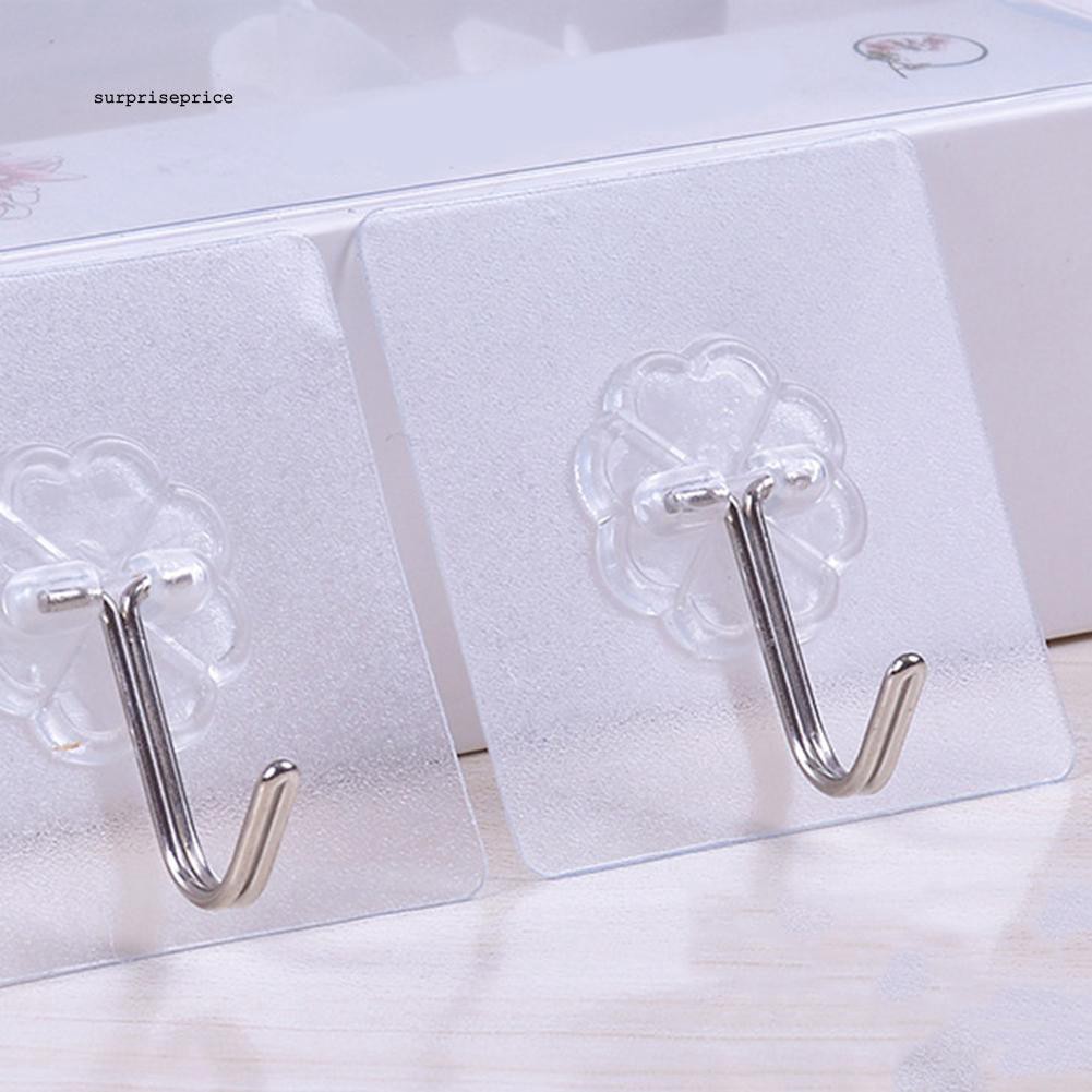 Set 6 móc treo đồ dán tường bằng nhựa PVC trong suốt tiện dụng