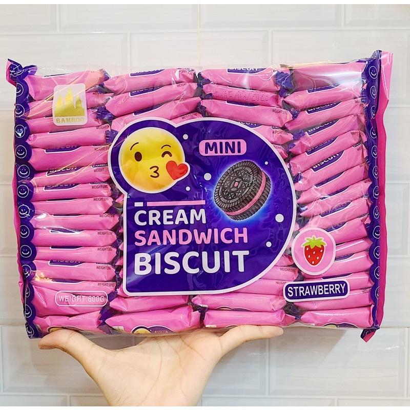 BÁNH QUY MINI KẸP KEM CREAM SANDWICH BISCUIT 4 VỊ 600GR  CÓ BÁN THÙNG