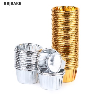 [cxFSBAKE] 50pcs mini cupcake Foil Cupcake Wrapper Paper Gold Silver Cupcake Baking Cups  KCB