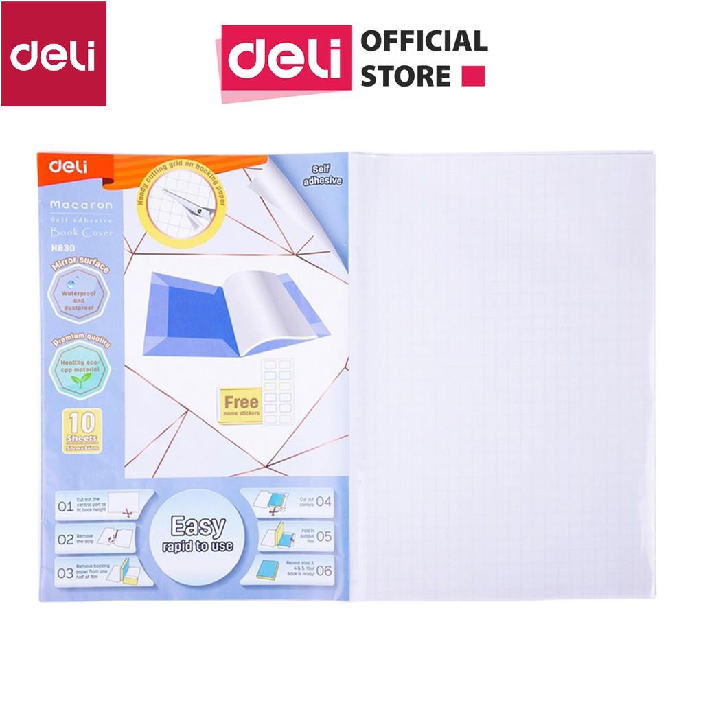 Decal bọc vở trong suốt Deli - 10 chiếc - Phù hợp với nhiều loại sách vở - EH830 [Deli]